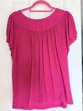 LOFT Bright Fuchsia Short Sleeve Peasant Blouse